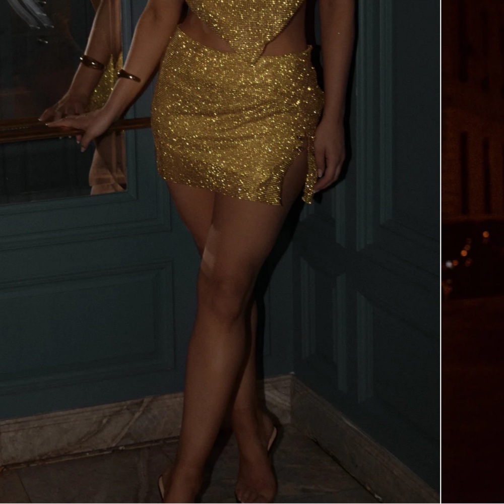 Gold Meshki mini skirt
